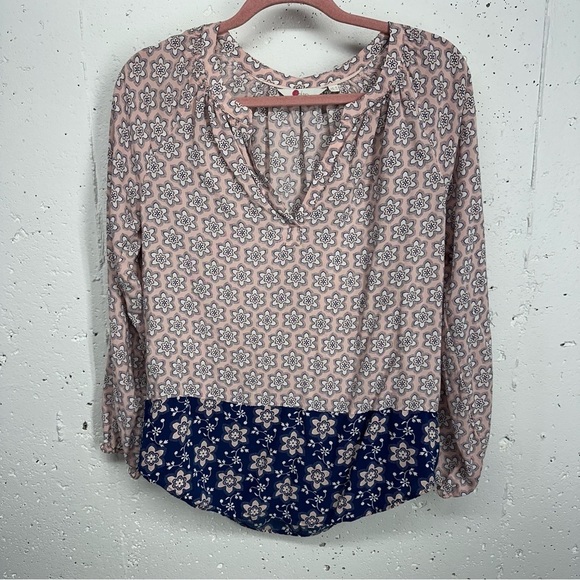 Boden Women's Size 4 Pink & Blue Floral Peasant Blouse Top - Picture 1 of 11